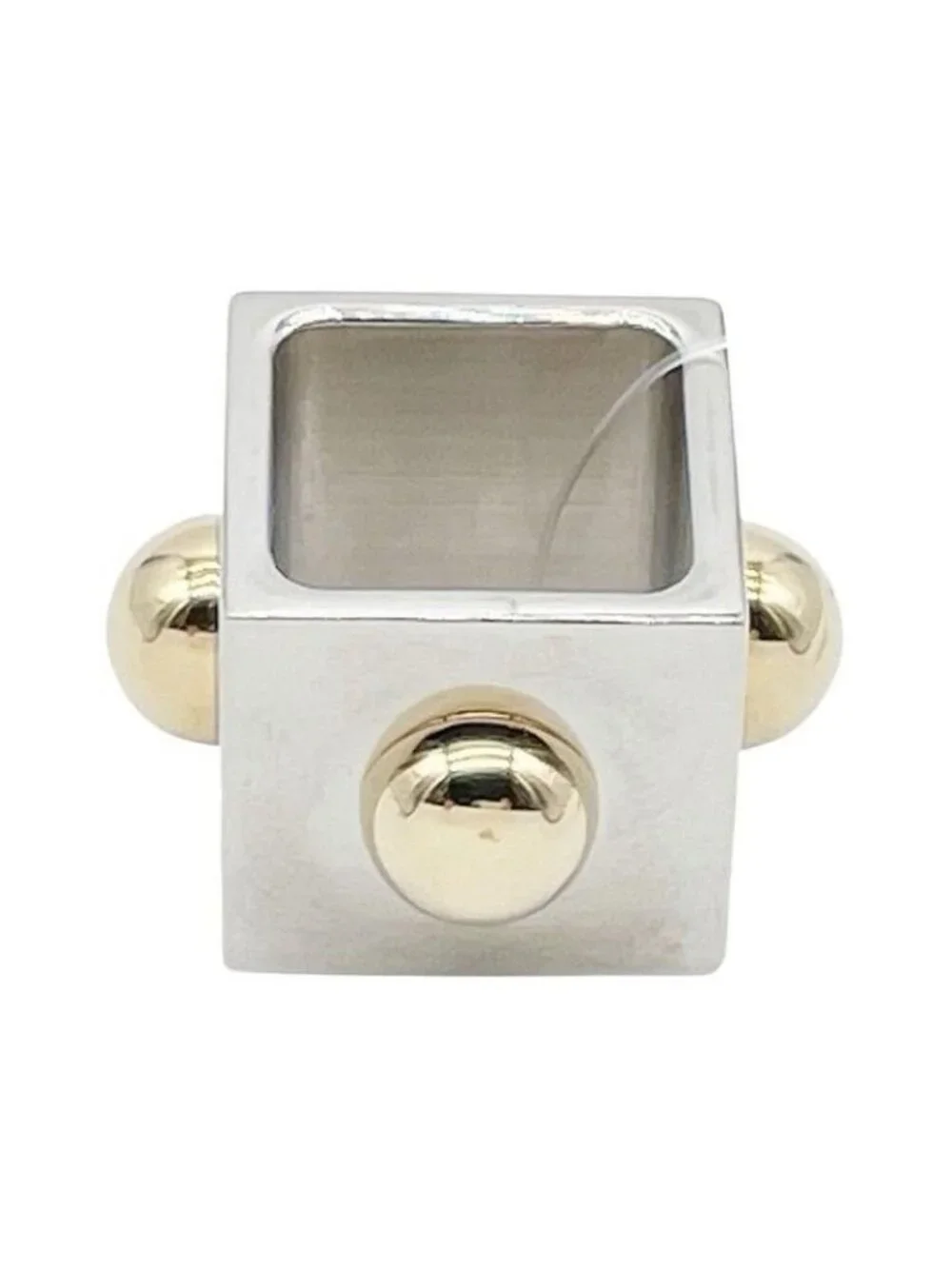Hermes Scarf Ring Cube Collier de Champagne Gold Silver Metal